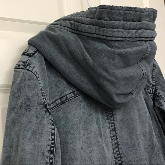 Free People Oversized Solid Knit Mixed Cargo Jacket Steel Blue Gray Rare HTF Y2K - Picture 9 of 14